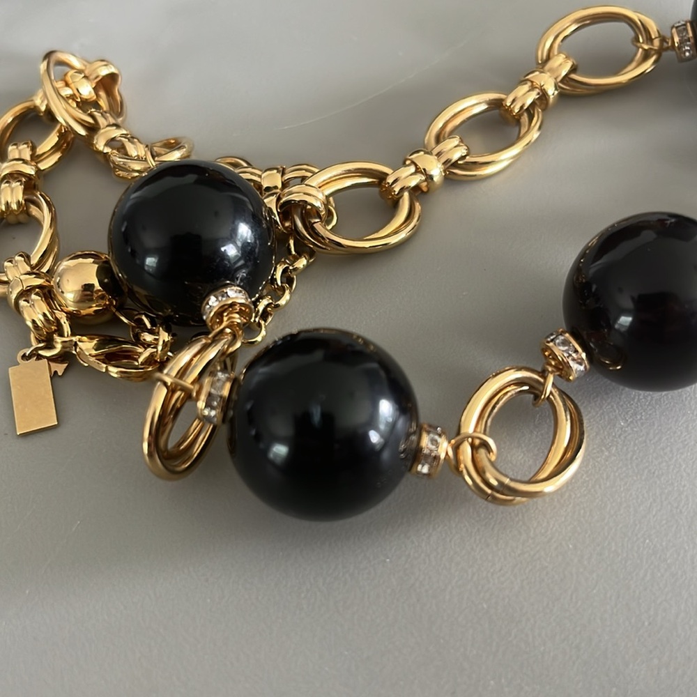Kate Spade New York Black Bauble Bubble Statement Collar Necklace Rhinestone - Picture 7 of 8